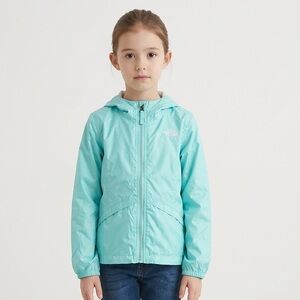 The North Face Girls' Hooded Windbreaker - Aqua Blue Kids M (10-12)